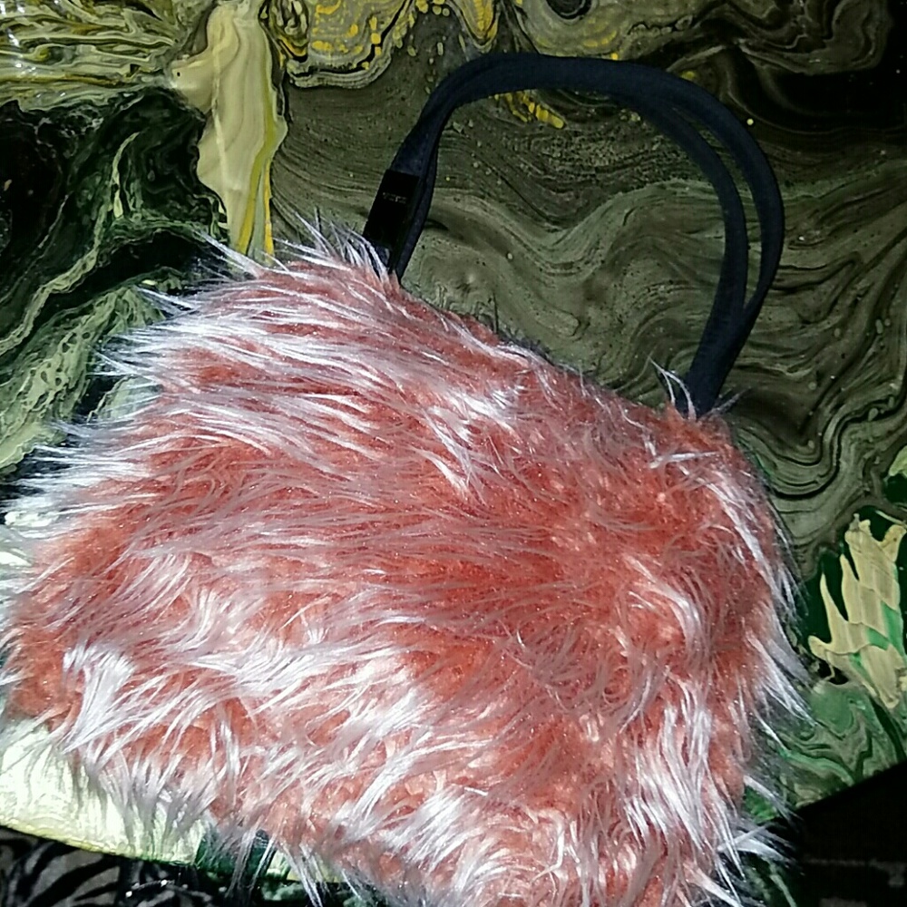 Peach Guess And Zippered Animal Print Purses